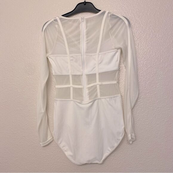WEISSMAN Elite Dance Costume solo white caged mesh leotard Intention MT10574 LC - Picture 7 of 14